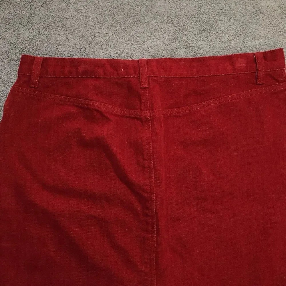 Vintage‎ Tommy Hilfiger Red Jean Skirt Women's Faux Suede 36" Waist Size 16 - Picture 11 of 14